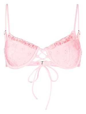 Frankies Bikinis Lucia eyelet-embroidered bikini top - Pink