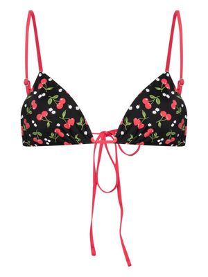 Frankies Bikinis Lumia cherry-print bikini top - Black