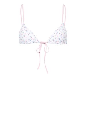 Frankies Bikinis Lumia floral-print bikini top - White