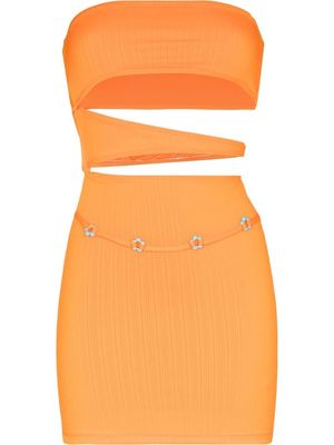 Frankies Bikinis Richie plissé cut-out dress - Orange