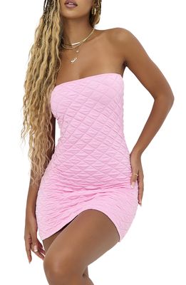 Frankies Bikinis Taylor Quilted Strapless Minidress in Baby Pink