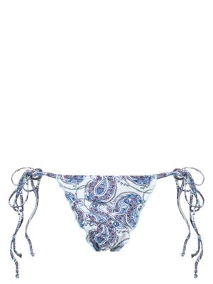 Frankies Bikinis Tidal Shine paisley-print bikini bottoms - Blue
