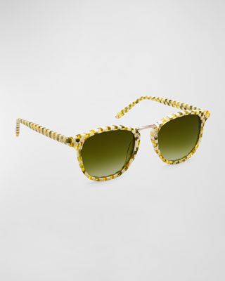 Franklin Green Acetate & Metal Round Sunglasses