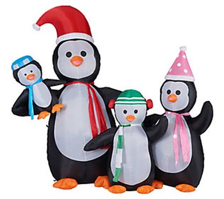 Fraser Hill Farm 10-Ft. Tall Penguin Family, Ou tdoor Blow-Up