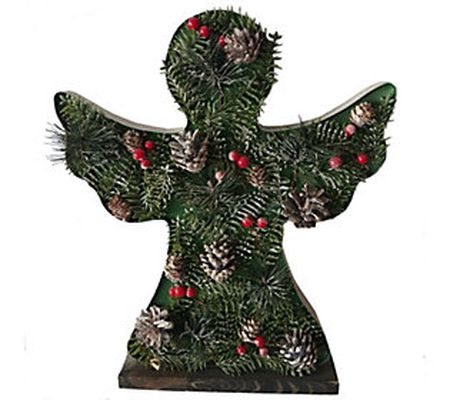 Fraser Hill Farm 15" Tall Angel-Shaped Metal Fr ame with Pin