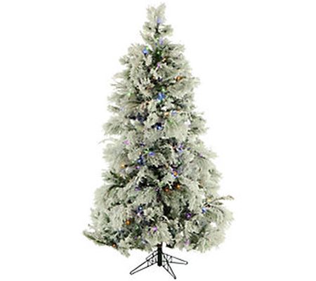 Fraser Hill Farm 6.5' Flocked Snowy Pine Tree,Multicolor