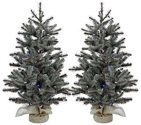 Fraser Hill Farm Set of Two 4-Ft. Heritage Pine Artificial Tre