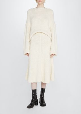 Frayed Knit Midi Skirt