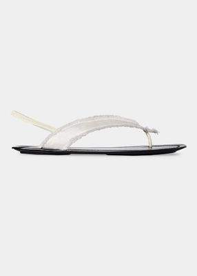 Frayed Slingback Thong Sandals