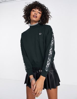 Fred Perry abstract tape sweatshirt in green-Navy