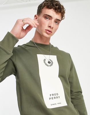 Fred Perry block print sweatshirt in green