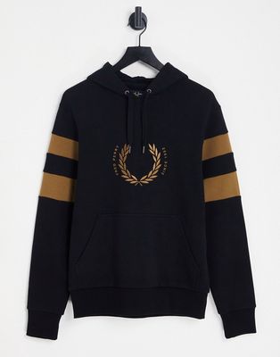 Fred Perry bold tipped hoodie in black