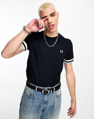 Fred Perry bold tipped pique t-shirt in navy