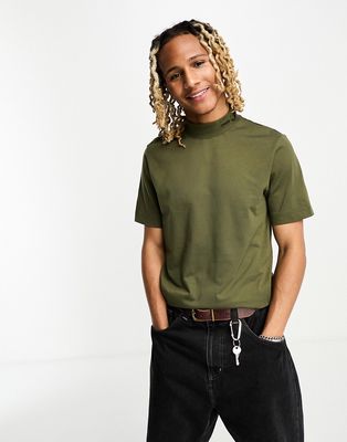 Fred Perry branded collar t-shirt in uniform green