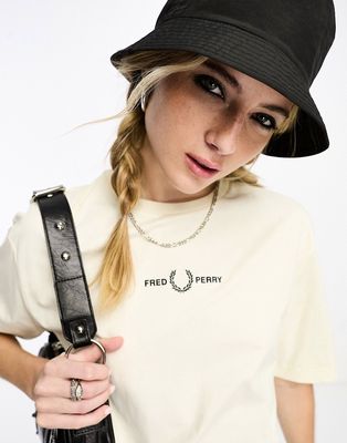 Fred Perry branded t-shirt in ecru white