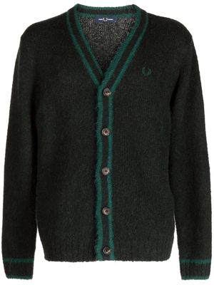 Fred Perry brushed logo-embroidered cardigan - Green