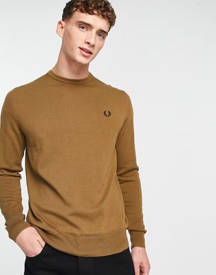 Fred Perry classic crew neck sweater in brown-Neutral