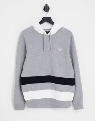Fred Perry color block hoodie in gray