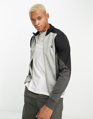 Fred Perry color block track jacket in gray