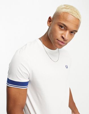 Fred Perry contrast cuff t-shirt in white
