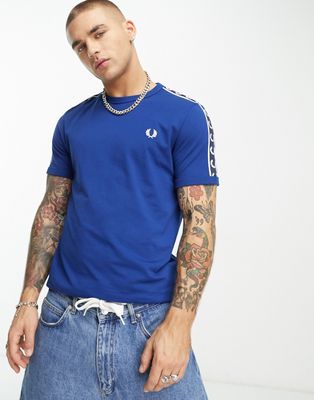 Fred Perry contrast tape ringer t-shirt in blue