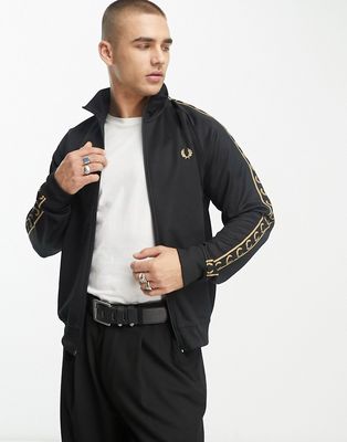 Fred Perry contrast tape track jacket in black
