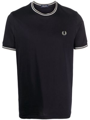 Fred Perry embroidered-logo cotton T-shirt - Blue