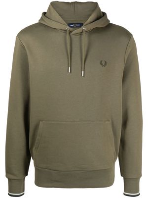 Fred Perry embroidered-logo drawstring hoodie - Green