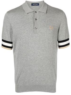 Fred Perry embroidered-logo fine-knit polo shirt - Grey