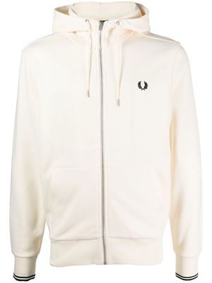 Fred Perry embroidered-logo hooded jacket - White