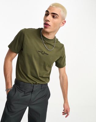 Fred Perry embroidered T-shirt in uniform green