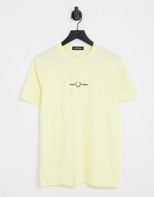 Fred Perry embroidered T-shirt in yellow
