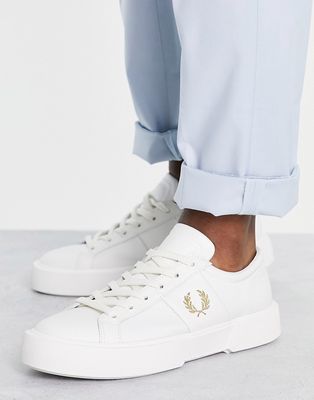 Fred Perry Exmouth leather mix chunky sneakers in black-White
