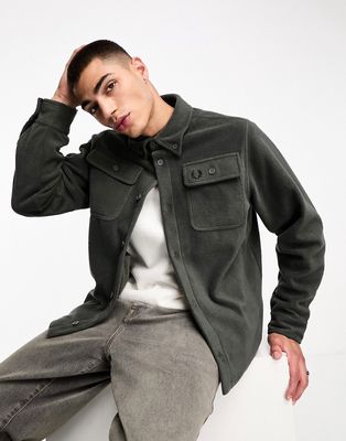 Fred Perry fleece overshirt in field green