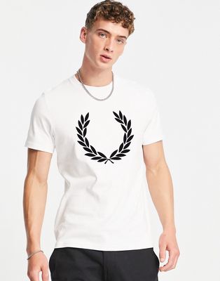 Fred Perry flock laurel wreath t-shirt in white