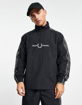 Fred Perry half zip taped shell jacket in black