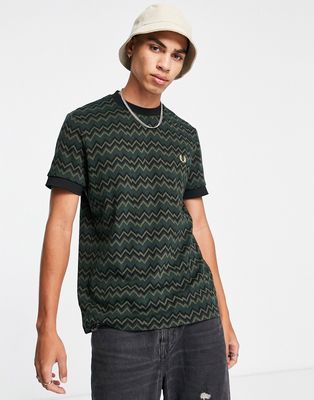 Fred Perry jacquard knit stripe t-shirt in green