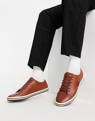 Fred Perry kingston leather sneakers in tan-Brown