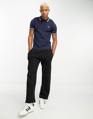 Fred Perry knit polo shirt in gray