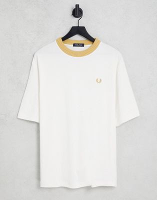 Fred Perry knitted trim t-shirt in white