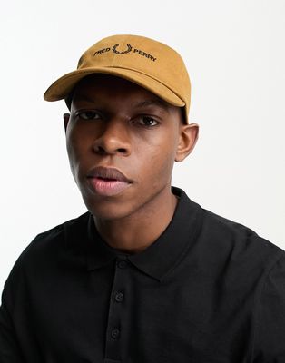 Fred Perry large logo cap in tan-Brown