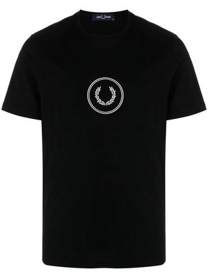 Fred Perry Laurel Wreath-embroidered cotton T-shirt - Black