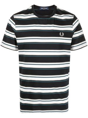 Fred Perry Laurel Wreath-embroidered striped cotton T-shirt - Blue