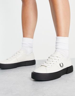 Fred Perry leather sneakers with platform sole in gray