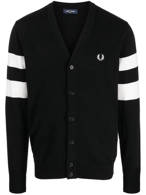 Fred Perry logo-embroidered button-up cardigan - Black