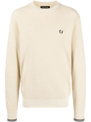 Fred Perry logo-embroidered cotton jumper - Brown
