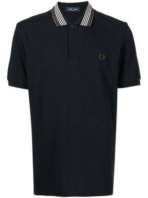 FRED PERRY logo-embroidered cotton polo shirt - Blue