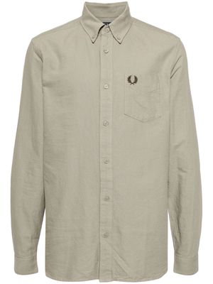Fred Perry logo-embroidered cotton shirt - Neutrals