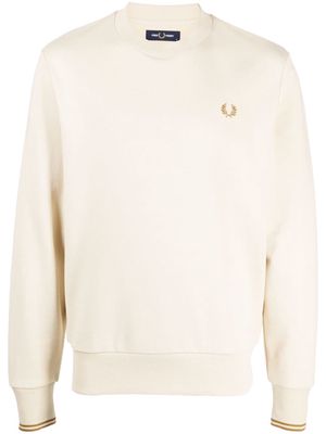 Fred Perry logo-embroidered cotton sweatshirt - Neutrals