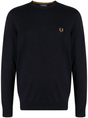 Fred Perry logo-embroidered crew-neck jumper - Blue